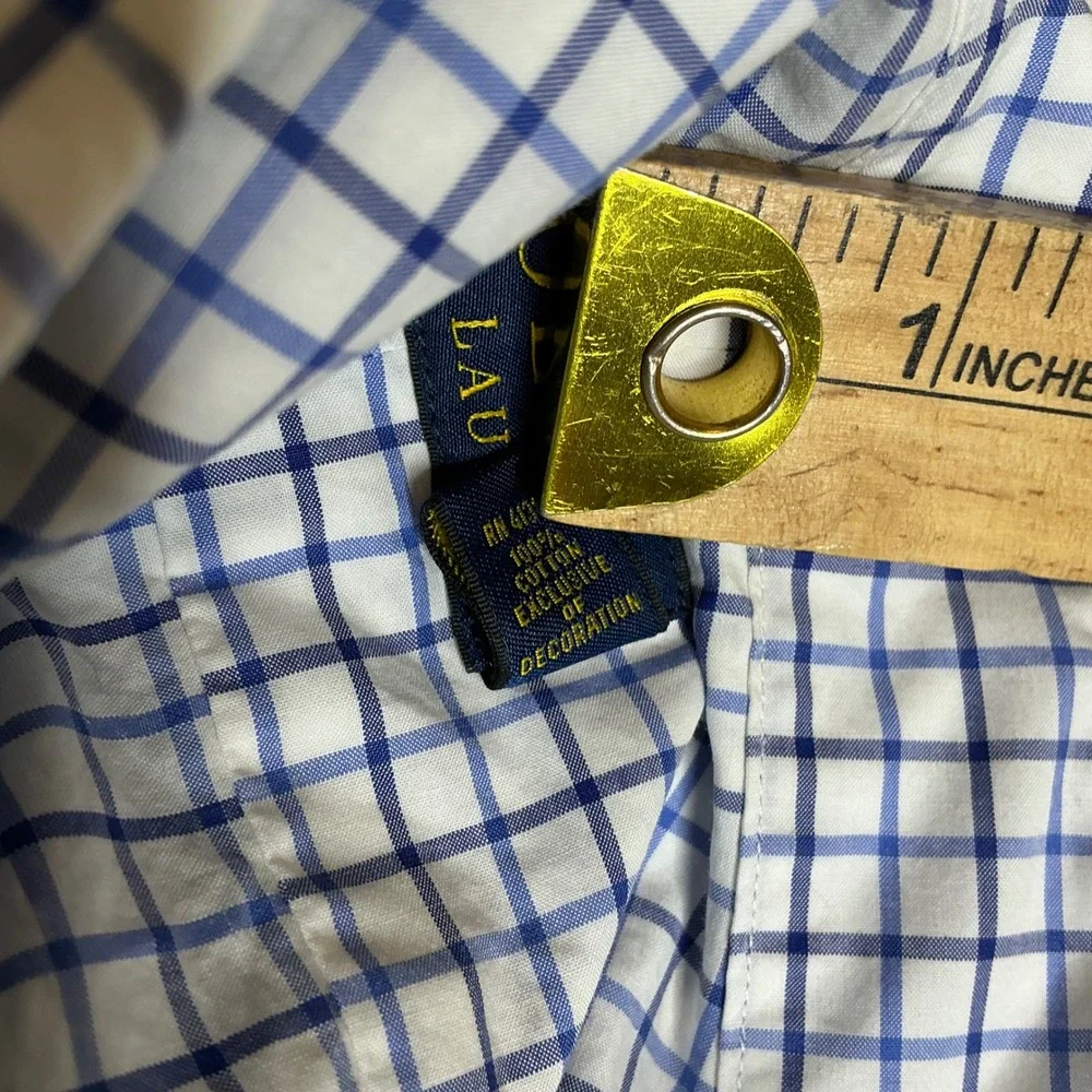 Polo Ralph Lauren Men's XL Long Sleeve Checkered Button Down Shirt Blue White